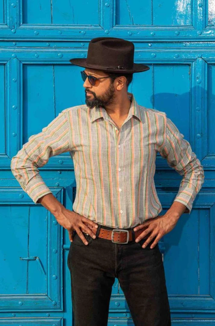 Dushyant Asthana Men's Amir Shirt - Green Stripes 1 Dushyant Asthana Men's Amir Shirt - Green Stripes