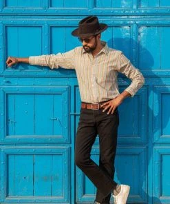 Dushyant Asthana Men's Amir Shirt - Green Stripes