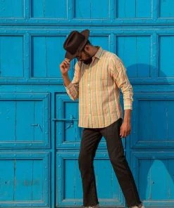 Dushyant Asthana Men's Amir Shirt - Orange Stripes