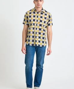 Dushyant Asthana Men's Aby Chessboard Batik Short Sleeve Shirt