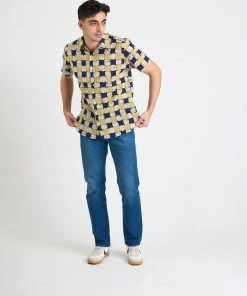 Dushyant Asthana Men's Aby Chessboard Batik Short Sleeve Shirt