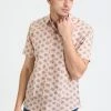 Dushyant Asthana Men's Prat Short Sleeve Shirt - Pink + Blue Motif