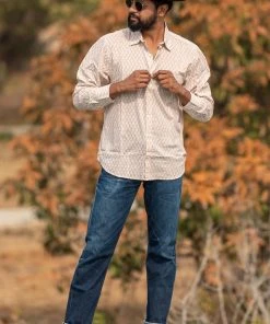 Dushyant Asthana Men's Barrington Shirt - Brown Leaf Print