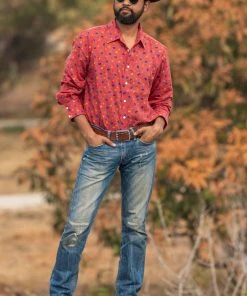 Dushyant Asthana Men's Barrington Shirt - Maroon Floral Print