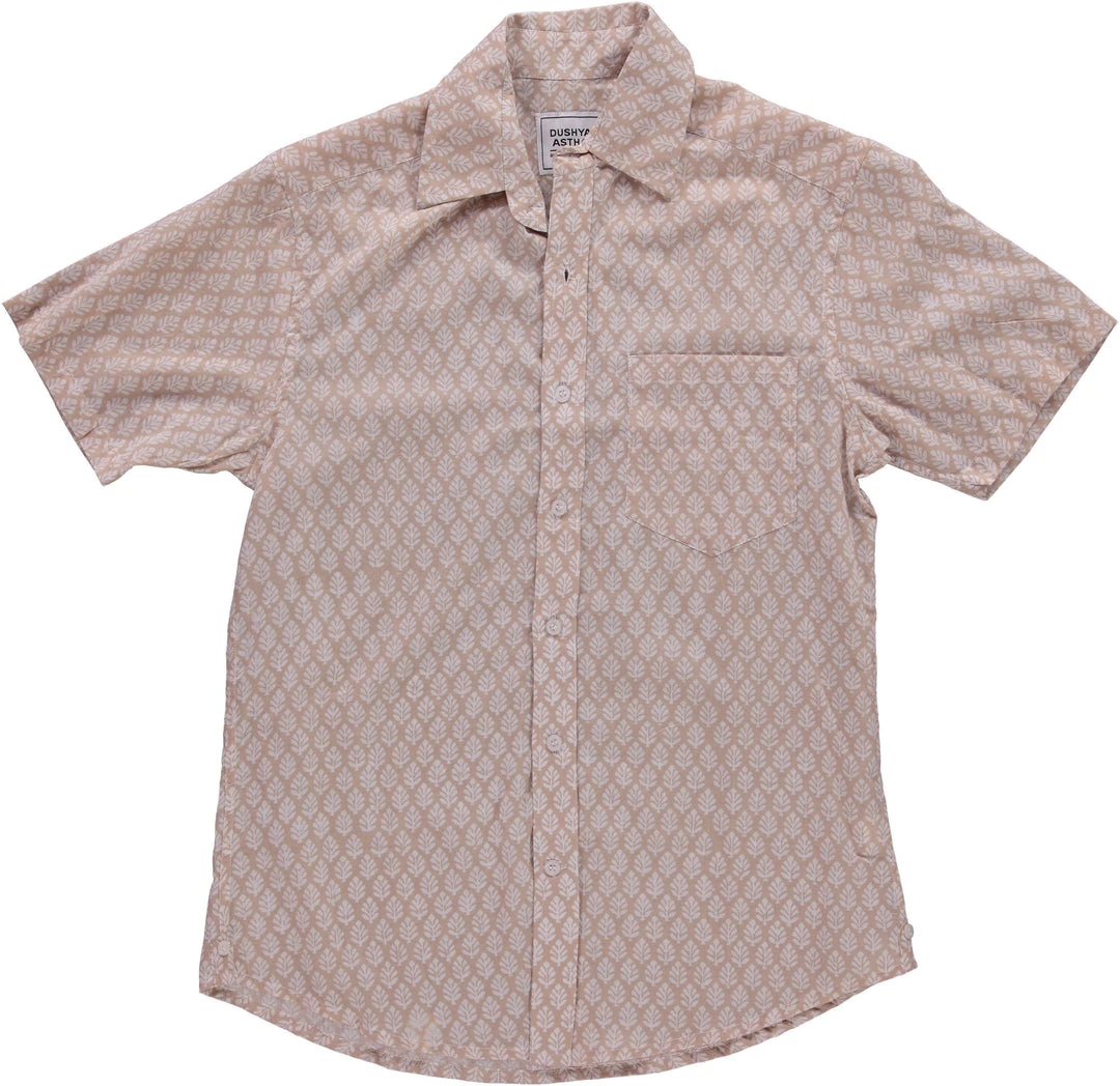 Dushyant Asthana Men's Folk Short Sleeve Shirt - Leaf Motif 8 Dushyant Asthana Men's Folk Short Sleeve Shirt - Leaf Motif