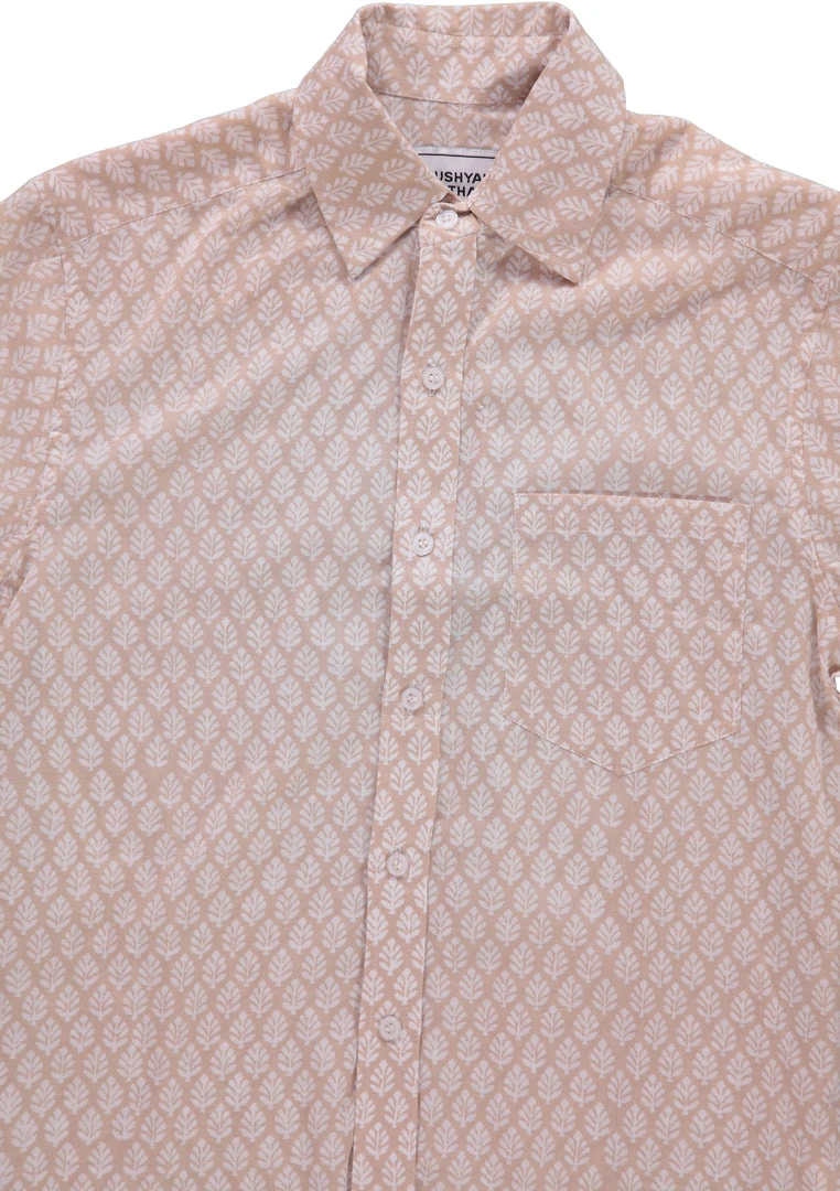 Dushyant Asthana Men's Folk Short Sleeve Shirt - Leaf Motif 9 Dushyant Asthana Men's Folk Short Sleeve Shirt - Leaf Motif