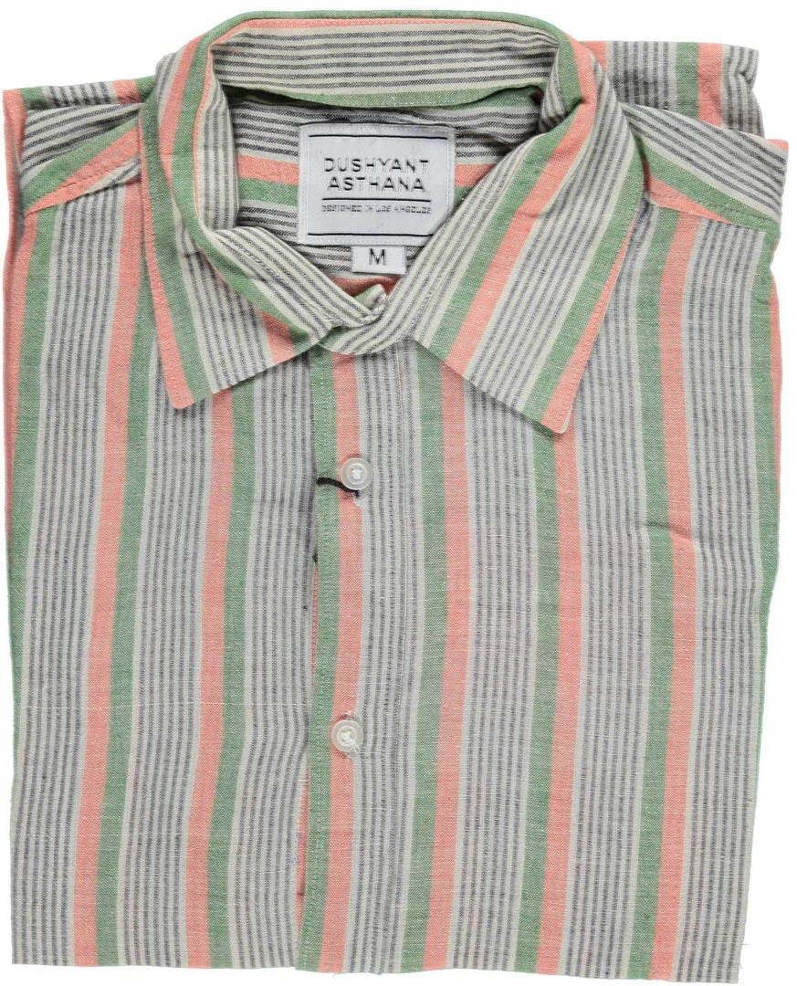 Dushyant Asthana Men's Amir Shirt - Green Stripes 4 Dushyant Asthana Men's Amir Shirt - Green Stripes