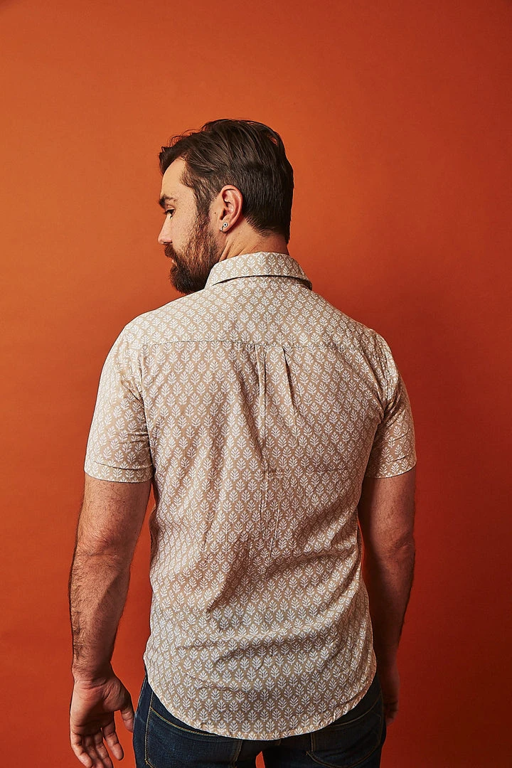 Dushyant Asthana Men's Folk Short Sleeve Shirt - Leaf Motif 3 Dushyant Asthana Men's Folk Short Sleeve Shirt - Leaf Motif