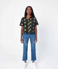 Dushyant Asthana Clothing Michelle Tie Dye Short Sleeve Shirt - Black + Yellow