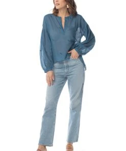 Synergy Organic Clothing Sale Embroidered Amber Top - Rich Teal