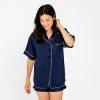 Ettitude Bamboo Lyocell Short Sleeve Pajama Shirt - Blue Nights