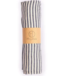 Hilana: Upcycled Cotton Fethiye Upcycled Turkish Towel / Blanket - Navy Blue Recycled + Upcycled