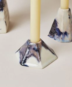 Lauren HB Studio Geo Porcelain Candlestick Holder Set
