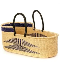 Swahili African Modern Home Goods Angel Wings Moses Bassinet Basket - Indigo