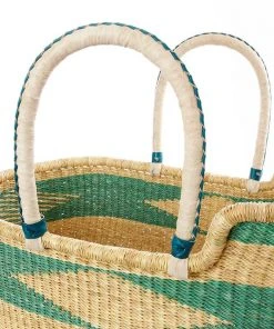 Swahili African Modern Moses Bassinet Basket - Seafoam Home Goods