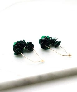 Giulia Letzi + META Jewelry Leona Upcycled Drop Earrings - Dark Green