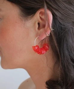 Giulia Letzi + META Jewelry Leona Upcycled Drop Earrings - Coral