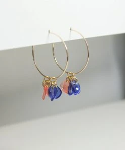 Giulia Letzi + META Jewelry Rainbow Upcycled Hoop Earrings - Blue + Blush