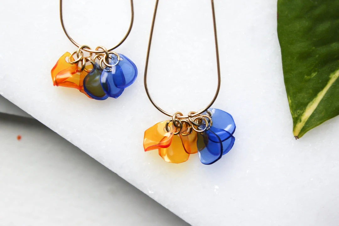 Giulia Letzi + META Jewelry Ginevra Upcycled Drop Earrings - Blue + Orange 2 Giulia Letzi + META Jewelry Ginevra Upcycled Drop Earrings - Blue + Orange