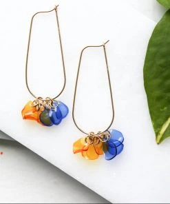 Giulia Letzi + META Jewelry Ginevra Upcycled Drop Earrings - Blue + Orange