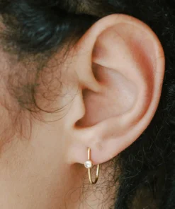 Sara Patino Jewelry Gold Recycled Hoop - White Topaz Best Sellers 7 Sara Patino Jewelry Gold Recycled Hoop - White Topaz Best Sellers