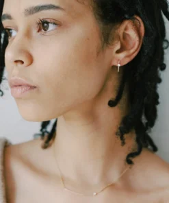 Sara Patino Jewelry Gold Recycled Hoop - White Topaz Best Sellers 2 Sara Patino Jewelry Gold Recycled Hoop - White Topaz Best Sellers