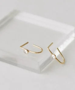 Sara Patino Jewelry Gold Recycled Hoop - White Topaz Best Sellers 3 Sara Patino Jewelry Gold Recycled Hoop - White Topaz Best Sellers