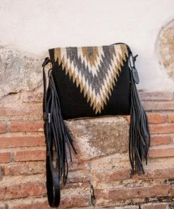 MZ Fair Trade Golden Diamond Wool Fringe Bag Accessories