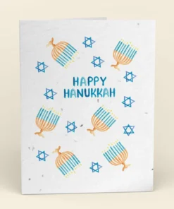 Cute Root Happy Hanukkah Plantable Watercolor Cards - 10 Pack Made In USA