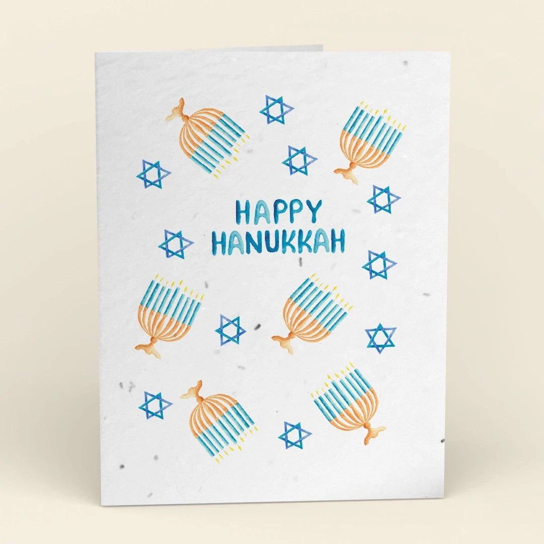 Cute Root Happy Hanukkah Plantable Watercolor Cards - 10 Pack Made In USA 1 Cute Root Happy Hanukkah Plantable Watercolor Cards - 10 Pack Made In USA