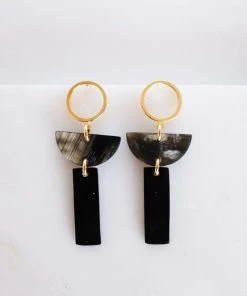 Hathorway Con Dao II Horn Post Dangle Earrings - Dark Jewelry