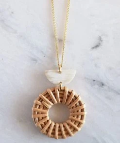 Hathorway Jewelry Ninh Binh Horn And Rattan Necklace - Light