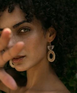 Hathorway Ninh Binh Horn & Rattan Crescent & Donut Earrings BIPOC Owned