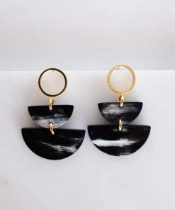 Hathorway Saigon II Horn Post Dangle Earrings - Dark