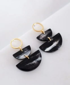 Hathorway Saigon II Horn Post Dangle Earrings - Dark