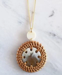 Hathorway Jewelry Thuy Binh Horn And Rattan Pendant Necklace