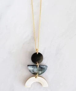 Hathorway BIPOC Owned Vui Mung Geometrical Buffalo Horn Pendant Necklace