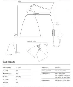 Ameico Hector Medium Dome Wall Light - Plug In Lighting