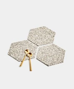 Slash Objects Hex Recycled Rubber Trivet Set - Sand