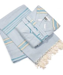 Hilana: Upcycled Cotton Home Goods Antalya Unisex Turkish Bathrobe - Beige