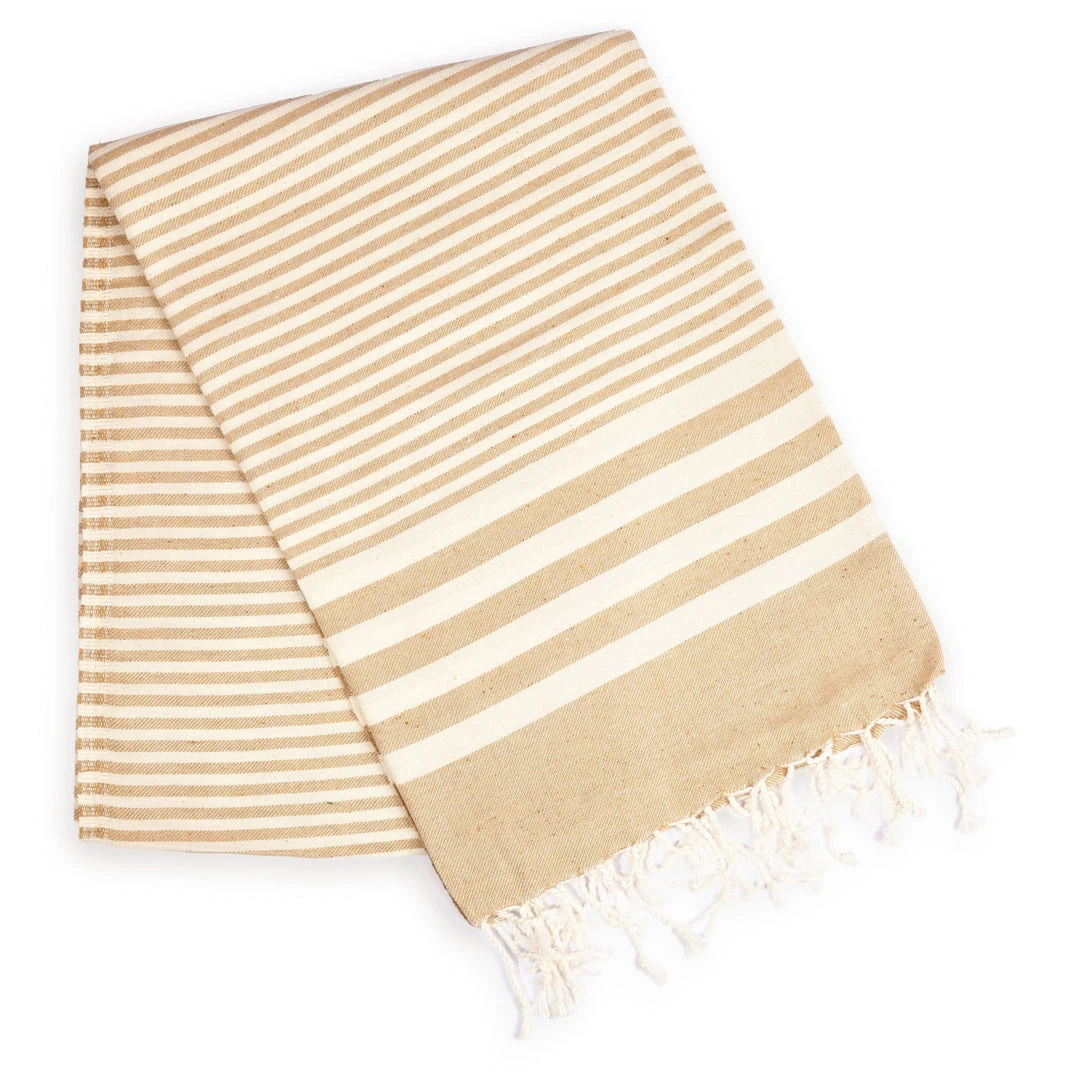 Hilana: Upcycled Cotton Fethiye Upcycled Turkish Towel / Blanket - Beige 3 Hilana: Upcycled Cotton Fethiye Upcycled Turkish Towel / Blanket - Beige