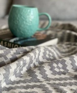 Hilana: Upcycled Cotton Home Goods Merida Upcycled Turkish Towel / Blanket - Gray