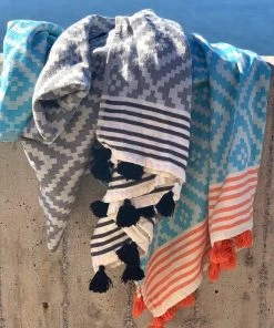 Hilana: Upcycled Cotton Home Goods Merida Upcycled Turkish Towel / Blanket - Gray