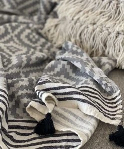 Hilana: Upcycled Cotton Home Goods Merida Upcycled Turkish Towel / Blanket - Gray