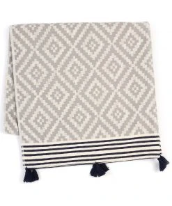 Hilana: Upcycled Cotton Home Goods Merida Upcycled Turkish Towel / Blanket - Gray
