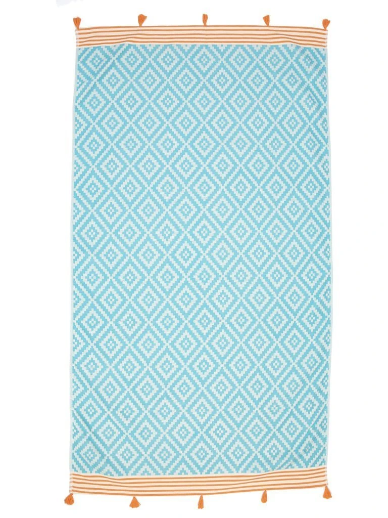 Hilana: Upcycled Cotton Merida Upcycled Turkish Towel / Blanket - Turquoise 2 Hilana: Upcycled Cotton Merida Upcycled Turkish Towel / Blanket - Turquoise