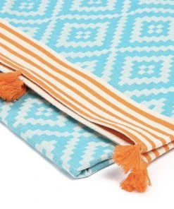 Hilana: Upcycled Cotton Merida Upcycled Turkish Towel / Blanket - Turquoise 5 Hilana: Upcycled Cotton Merida Upcycled Turkish Towel / Blanket - Turquoise
