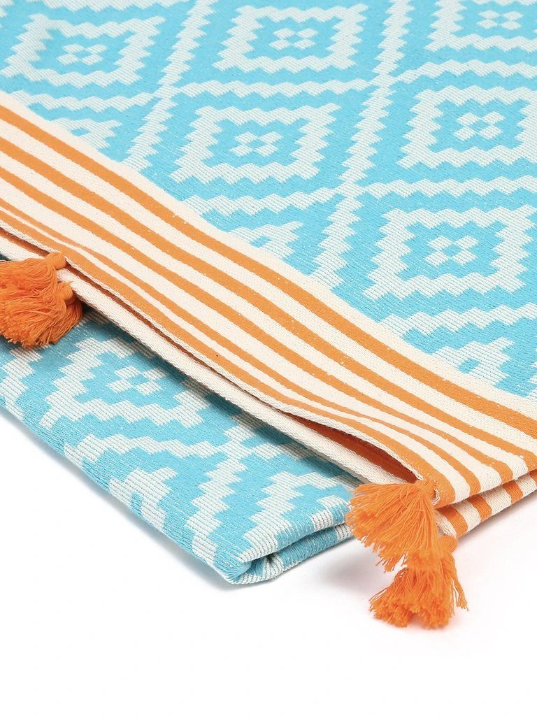 Hilana: Upcycled Cotton Merida Upcycled Turkish Towel / Blanket - Turquoise 3 Hilana: Upcycled Cotton Merida Upcycled Turkish Towel / Blanket - Turquoise