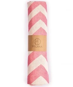 Hilana: Upcycled Cotton Best Sellers Mersin Upcycled Chevron Turkish Towel - Pink