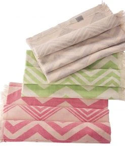 Hilana: Upcycled Cotton Best Sellers Mersin Upcycled Chevron Turkish Towel - Pink